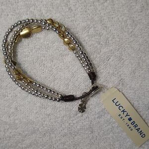 NWT Lucky Brand Two-Tone Beaded Bracelet